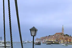 Rovinj Prints: Cityscape of Rovinj dominated by Cathedral of St Euphemia by Adriatic Sea, Istria