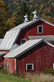 Classic rural barn and road, White Mountain National Forest, New Hampshire