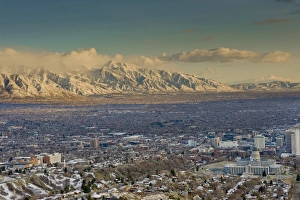 Smog Prints: Clean Air from Ensign Peak area looking east toward University of Utah and Wasatch Mountains