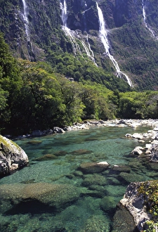 Majestic Prints: Cleddau River by Milford Road, near Milford Sound, Fiordland National Park