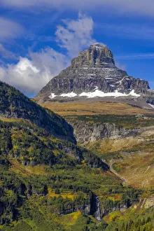 Images Dated 1st October 2021: Clements Mountain and Reynolds Creek Falls in autumn, Glacier National Park, Montana, USA