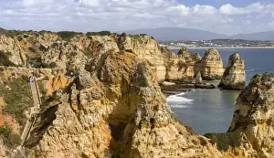 Portugal Prints: The cliffs and sea stacks of Ponta da Piedade at the rocky coast of the Algarve in Portugal