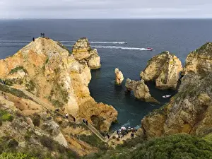 Portugal Prints: The cliffs and sea stacks of Ponta da Piedade at the rocky coast of the Algarve in Portugal