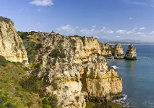Portugal Prints: The cliffs and sea stacks of Ponta da Piedade at the rocky coast of the Algarve in Portugal