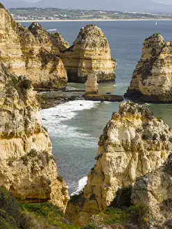 Portugal Prints: The cliffs and sea stacks of Ponta da Piedade at the rocky coast of the Algarve in Portugal