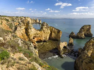 Ponta Da Piedade Prints: The cliffs and sea stacks of Ponta da Piedade at the rocky coast of the Algarve in Portugal