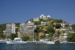 Cliffside housing along the bay at Acapulco, Guerrero, Mexico