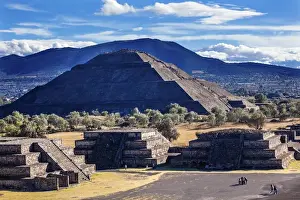 Mystical Prints: Climbing Temple of Sun Pyramid Avenue of Dead Teotihuacan Mexico City Mexico
