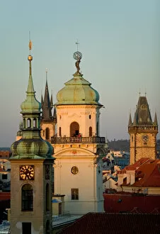 Images Dated 3rd September 2004: Clock Tower in Clementinum, Observatory Tower, Old Town Hall Tower, Prague, Czech