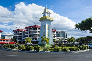 South Pacific Prints: Clock tower in downtown Apia, Upolo, Samoa, South Pacific
