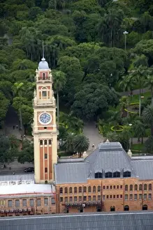 Population Prints: Clock tower on Estacion Luz train station building in Sao Paulo, Brazil