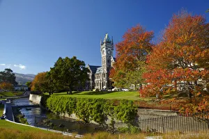 Clock Tower, Registry Building, University of Otago in Autumn, Dunedin, South Island