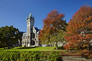 University Prints: Clock Tower, Registry Building, University of Otago in Autumn, Dunedin, South Island