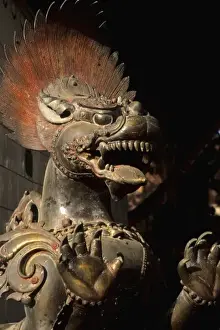 Balinese Prints: Close up of artwork and color of historical famous shadow puppets in Bali Indonesia