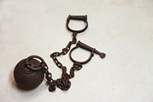 Route 66 Prints: Close up of a ball and chain shackles, Oro Grande, California, United States, Route 66