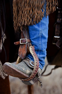 A close up of a cowboys riding gear in Shell Wyoming