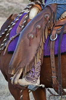 Western Scenic Prints: A close up of a cowgirls riding gear in Shell Wyoming
