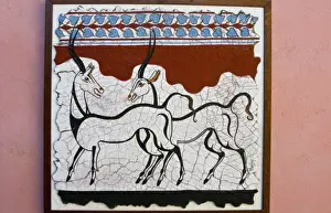 Images Dated 2028: Close up of painting in artwork store in Oia in Greek Islands of Santorini on Holiday