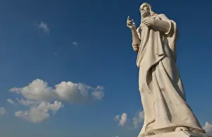Images Dated 2027: Close up portrait of famous Christ statue on hill overlooking Havana Habana Cuba