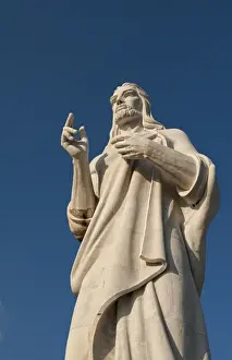 Images Dated 2027 March: Close up portrait of famous Christ statue on hill overlooking Havana Habana Cuba