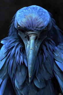 Ai Generated Prints: Close-up of blue bird. (AI Generated)