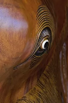 Close-up of carved wooden elephant statue, Chiang Mai, Thailand