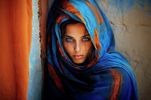 AI Generated Image Prints: Close-up face of Moroccan woman. ©Jim Zuckerman / Jaynes Gallery / DanitaDelimont.com