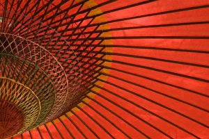 Nara Prints: Close-up of giant red umbrella, Nara, Honshu island, Japan