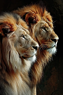 AI Generated Image Prints: Close-up of male lions. ©Jim Zuckerman / Jaynes Gallery / DanitaDelimont.com