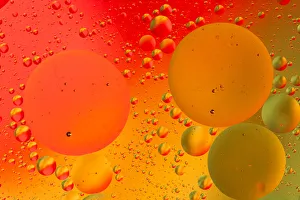 Bubble Prints: Close-up pattern of bubbles in oil and water mixture