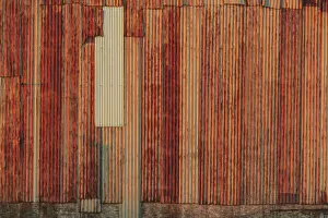 Abstract Gallery: Close-up of rusted corrugated metal panels