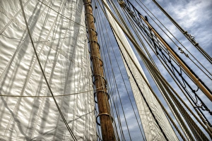 Rope Prints: Close-up of sails and mast during the Tall Ships Festival at Navy Pier. Chicago