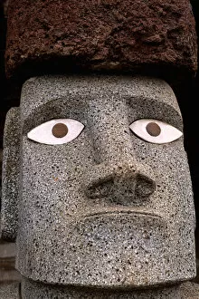 Images Dated 22nd February 2006: Close-up of stone abstract Moai art work Easter Island during Tapati Festival Rapa Nui