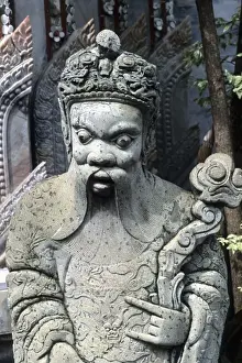 Grand Palace Prints: Close-up of stone statue graphic in Grand Palace in Bangkok Thailand