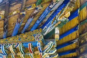 Close-up of temple structure in the grotto, Mati Temple Scenic Area