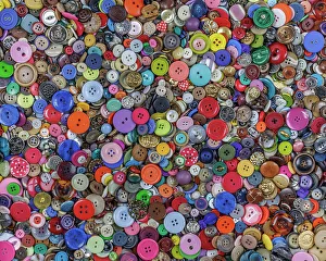 Cheerful Prints: Close-up of variety of colorful buttons