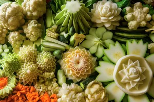 Vegetable Prints: Close-up of vegetable variety. (AI Generated)