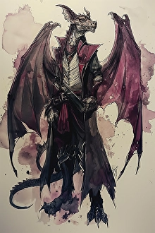 Ai Generated Prints: Close-up of winged alien in garb. (AI Generated)