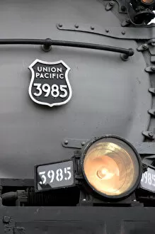 Close view of historic Challenger locomotive steam engine