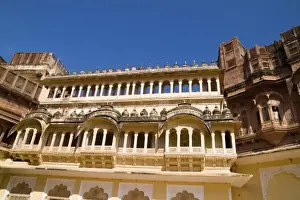 Jodhpur Prints: Closeup of building in Jodhpur at Fort Mehrangarh in Rajasthan India of Fort Palace