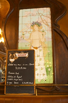 Images Dated 13th September 2005: A closeup of the menu on a chalk black board blackboard chalkboard with Lillet written