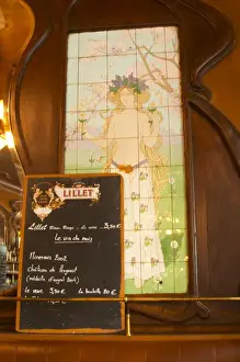 Chalkboard Prints: A closeup of the menu on a chalk black board blackboard chalkboard with Lillet written