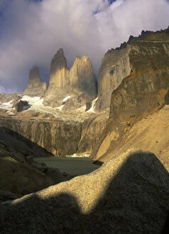 Clouds over Torres del Paine mountains in Patagonia region of Chile