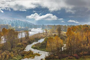 Cloudy day in autumn along the Bitterroot River near Missoula, Montana, USA