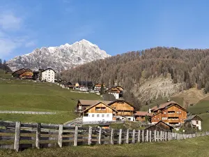 Ladinia Prints: Cluster of traditional farm houses called Viles in the hamlets of Mischi und Seres