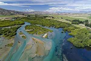 Central Otago Prints: Clutha River entering Lake Dunstan, Central Otago, South Island, New Zealand