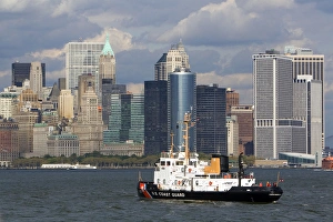 High Rise Prints: US Coast Guard Penobscot Bay cutter in the New York Harbor, New York, USA