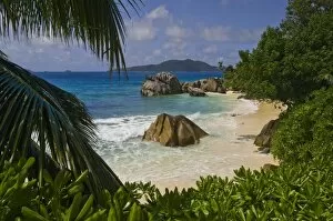 Coastal beach on La Digue Island. (Not available for puzzles in France, DOM TOM, Monaco