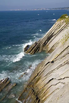 Basque Prints: Coastal cliffs and bay at Saint-Jean-de-Luz, Pyrenees Atlantiques, French Basque Country