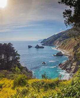 Images Dated 10th August 2020: Coastal Cliffs at Sunset, Julia Pfeiffer Burns State Park, Big Sur, California, USA